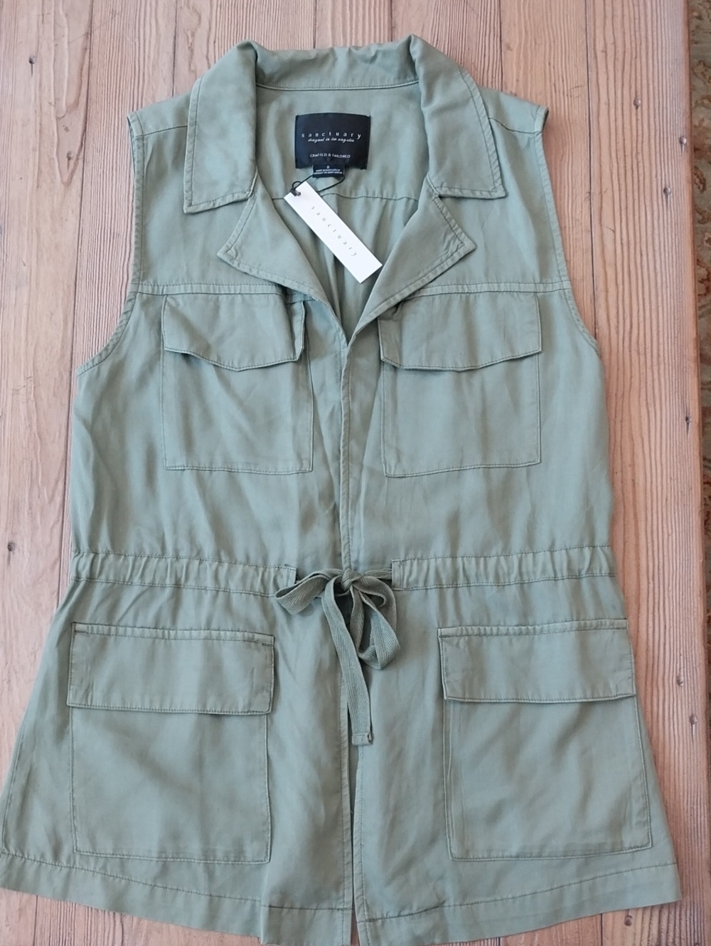 Sanctuary Olive Utility Drawstring Vest
